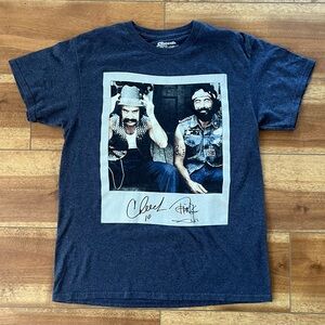 Cheech & Chong Graphic Tee with Autographs Navy Blue 2014